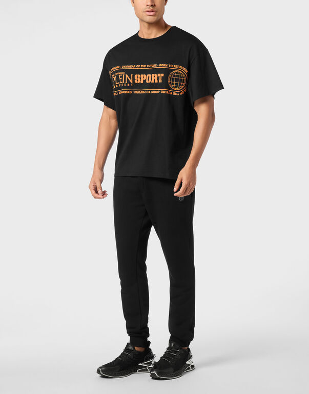 Plein Sport Round Neck T-Shirt Logo Lettering Black / Orange