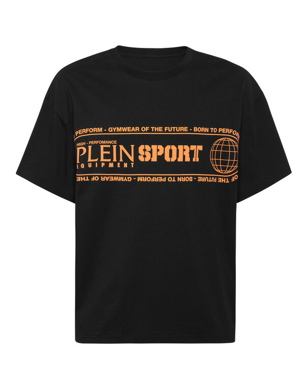 plein sport Round Neck T-Shirt Logo Lettering black / orange