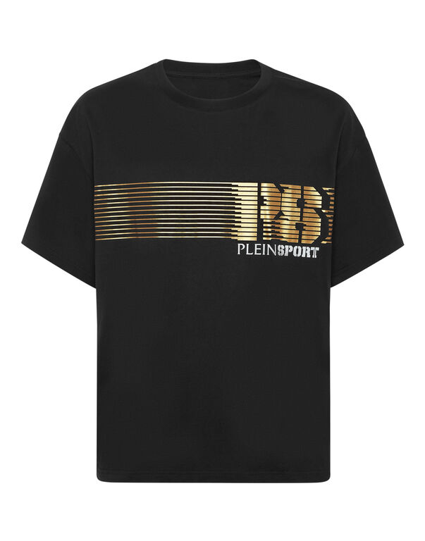 plein sport Round Neck T-Shirt Logo Stripes black/light gold