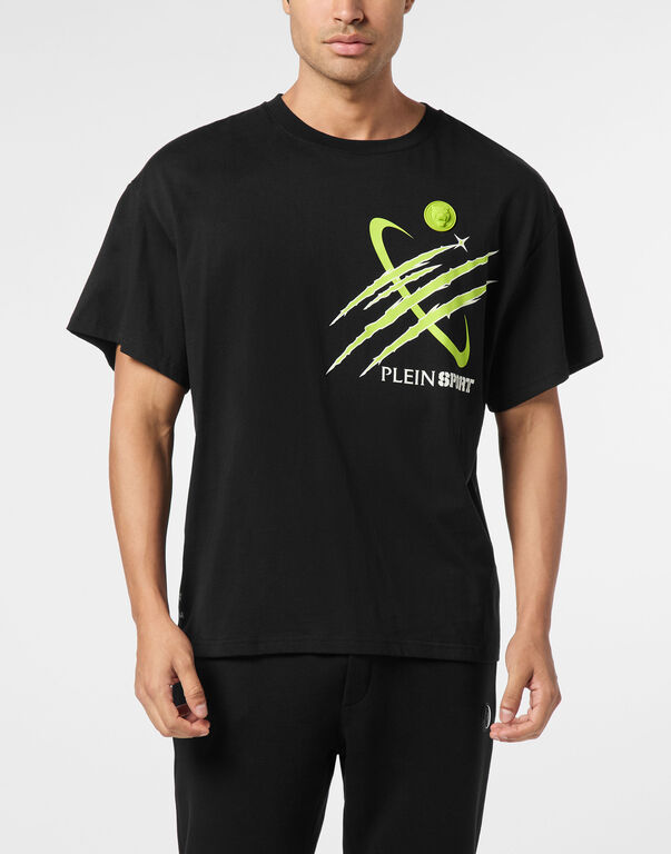 Plein Sport Round Neck T-Shirt Mercury Scratch Black+green Fluo