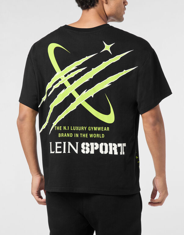 Plein Sport Round Neck T-Shirt Mercury Scratch Black+green Fluo