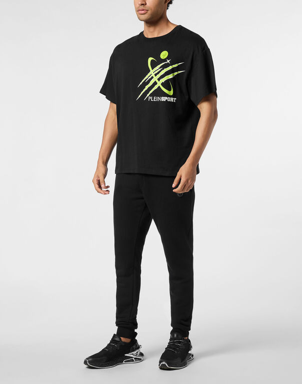 Plein Sport Round Neck T-Shirt Mercury Scratch Black+green Fluo