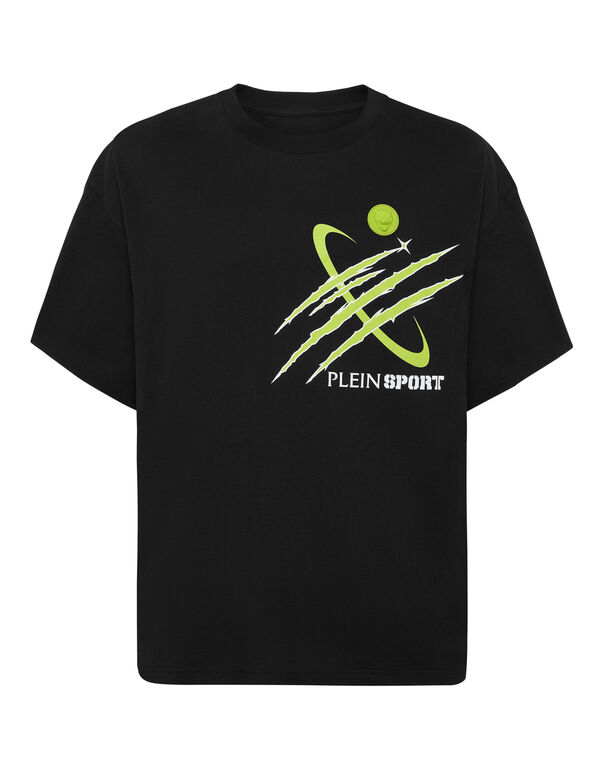 plein sport Round Neck T-Shirt Mercury Scratch black+green fluo