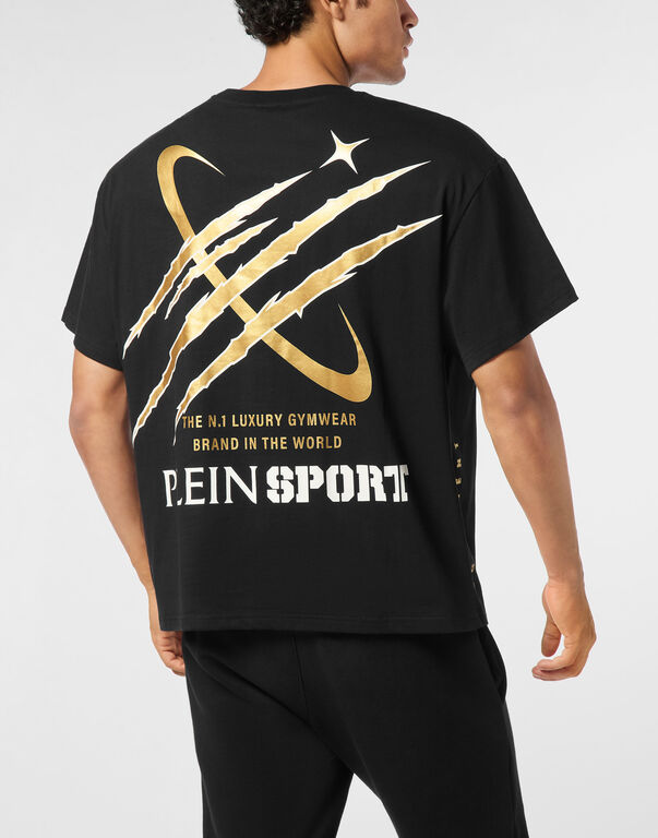 Plein Sport Round Neck T-Shirt Mercury Scratch Black/light Gold