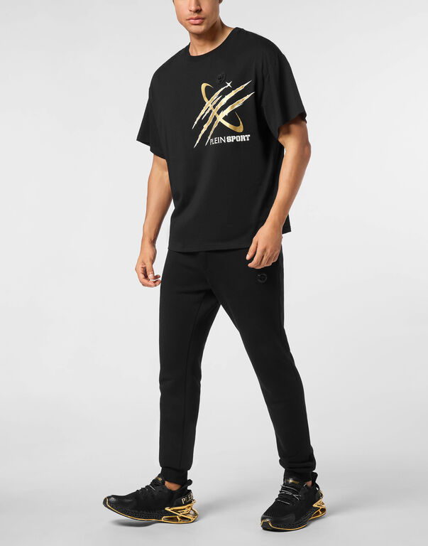 Plein Sport Round Neck T-Shirt Mercury Scratch Black/light Gold