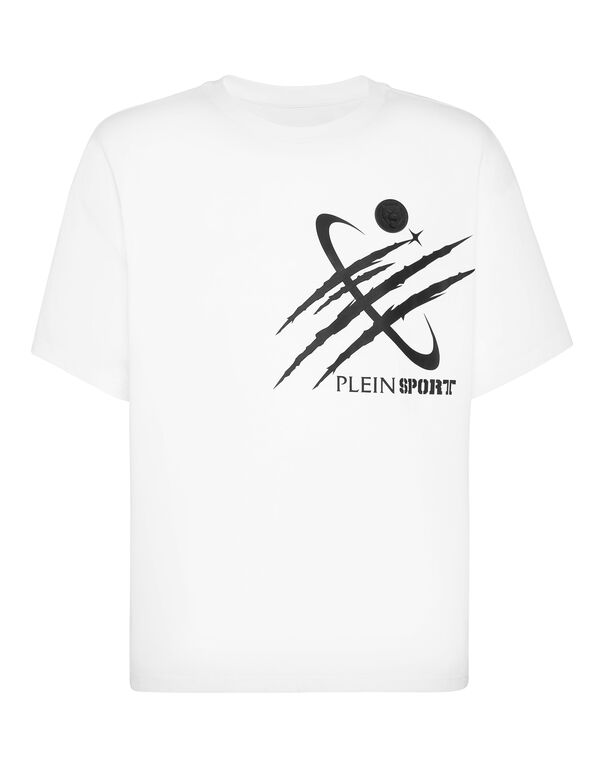 plein sport Round Neck T-Shirt Mercury Scratch white