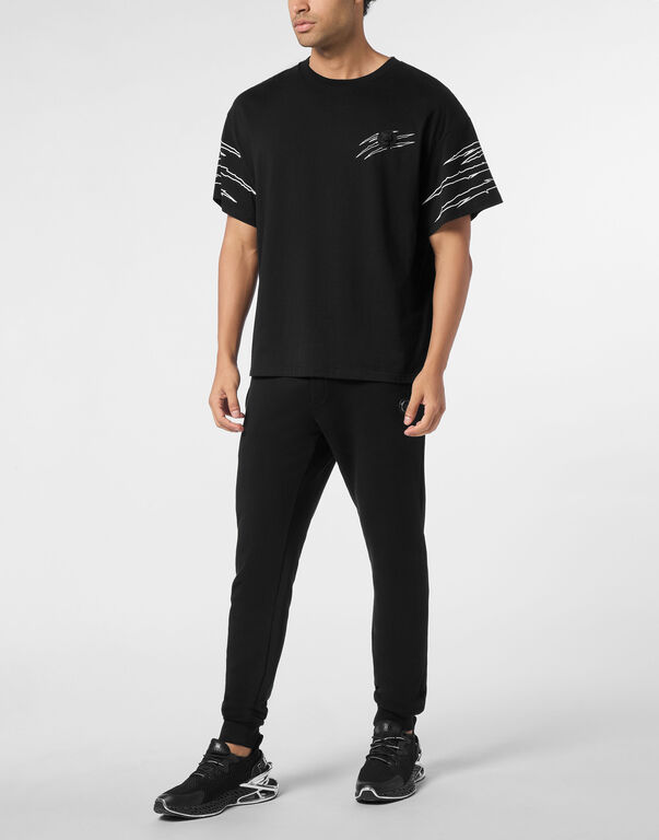 Plein Sport Round Neck T-Shirt Outline Scratch Black