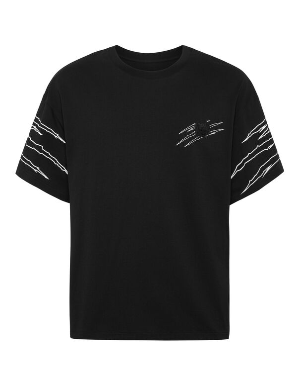 plein sport Round Neck T-Shirt Outline Scratch black