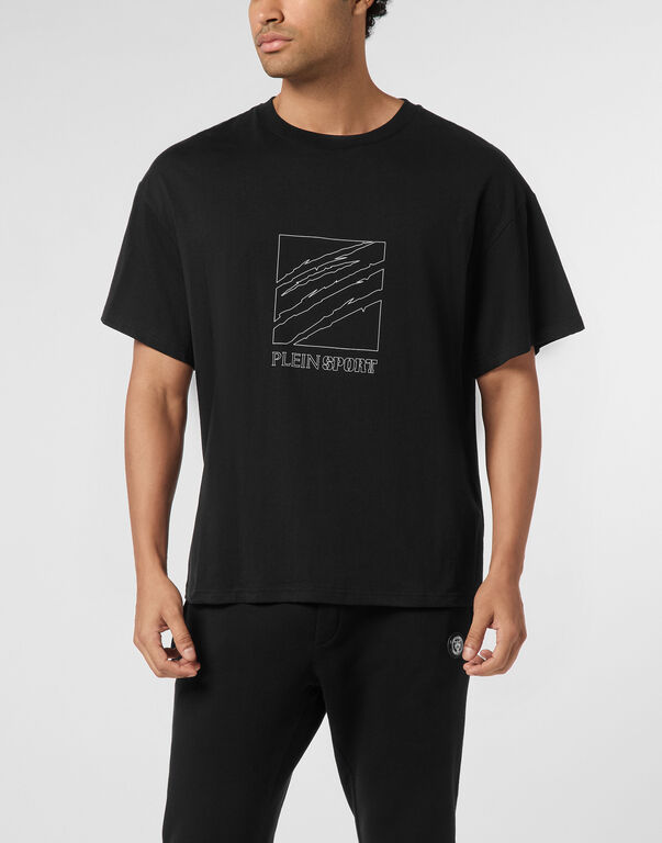 Plein Sport Round Neck T-Shirt Outline Scratch Logo Black