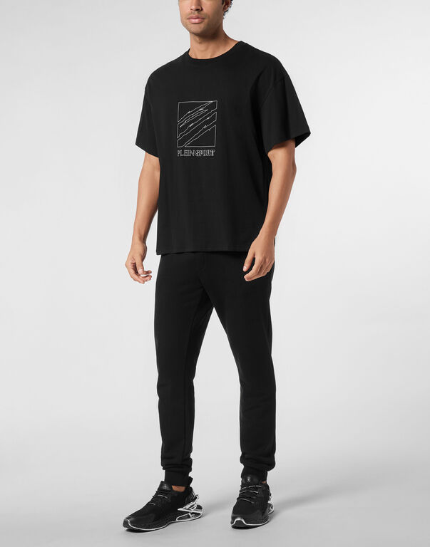 Plein Sport Round Neck T-Shirt Outline Scratch Logo Black