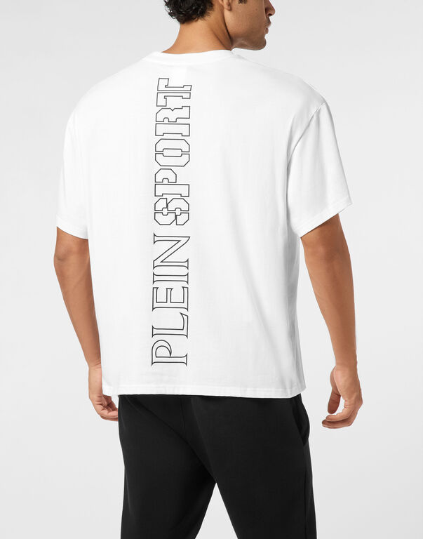 Plein Sport Round Neck T-Shirt Outline Scratch Logo White