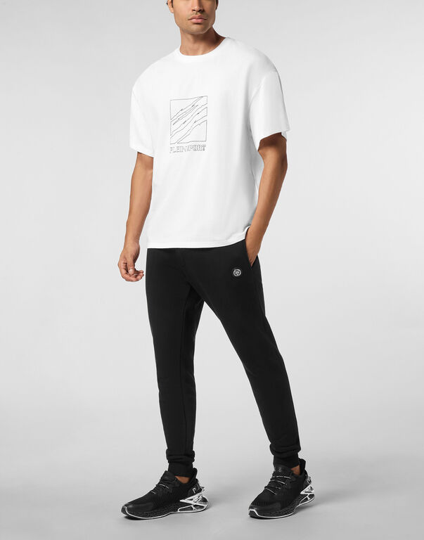 Plein Sport Round Neck T-Shirt Outline Scratch Logo White