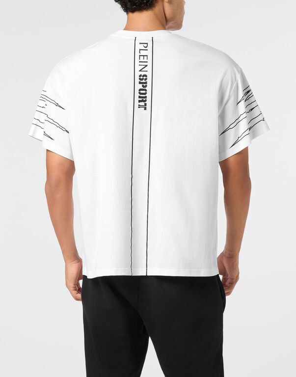 Plein Sport Round Neck T-Shirt Outline Scratch White