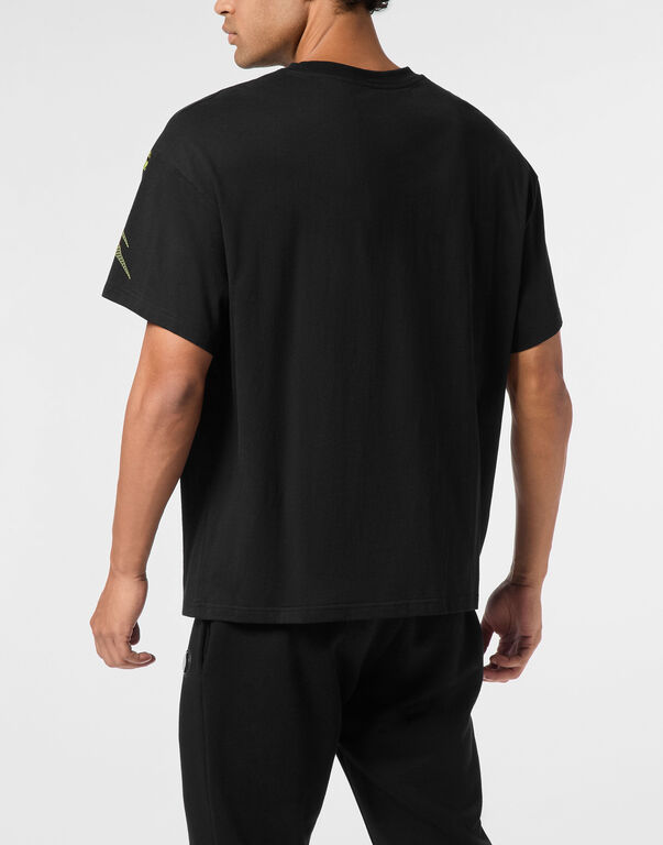 Plein Sport Round Neck T-Shirt Scratch Black+green Fluo