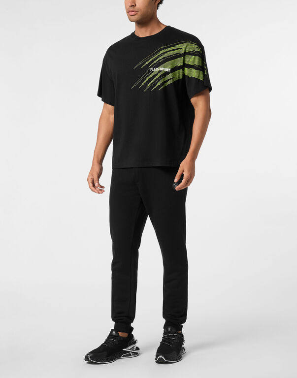 Plein Sport Round Neck T-Shirt Scratch Black+green Fluo