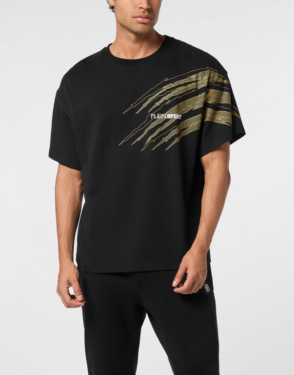 Plein Sport Round Neck T-Shirt Scratch Black/light Gold