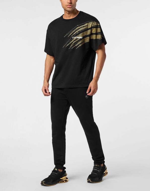 Plein Sport Round Neck T-Shirt Scratch Black/light Gold