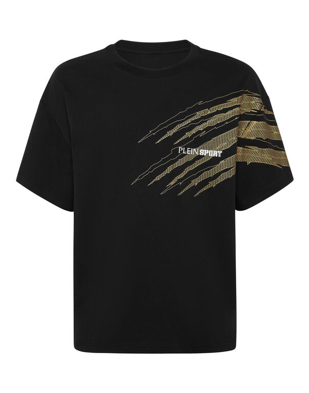 plein sport Round Neck T-Shirt Scratch black/light gold