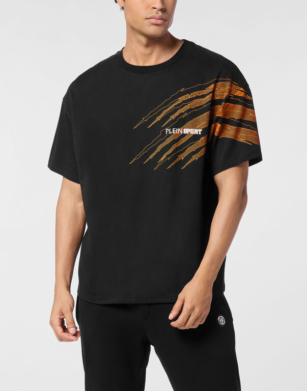 Plein Sport Round Neck T-Shirt Scratch Black / Orange