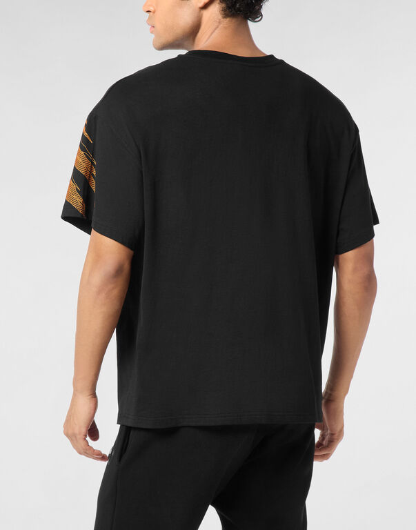 Plein Sport Round Neck T-Shirt Scratch Black / Orange