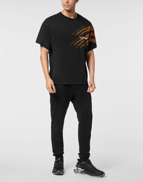 Plein Sport Round Neck T-Shirt Scratch Black / Orange