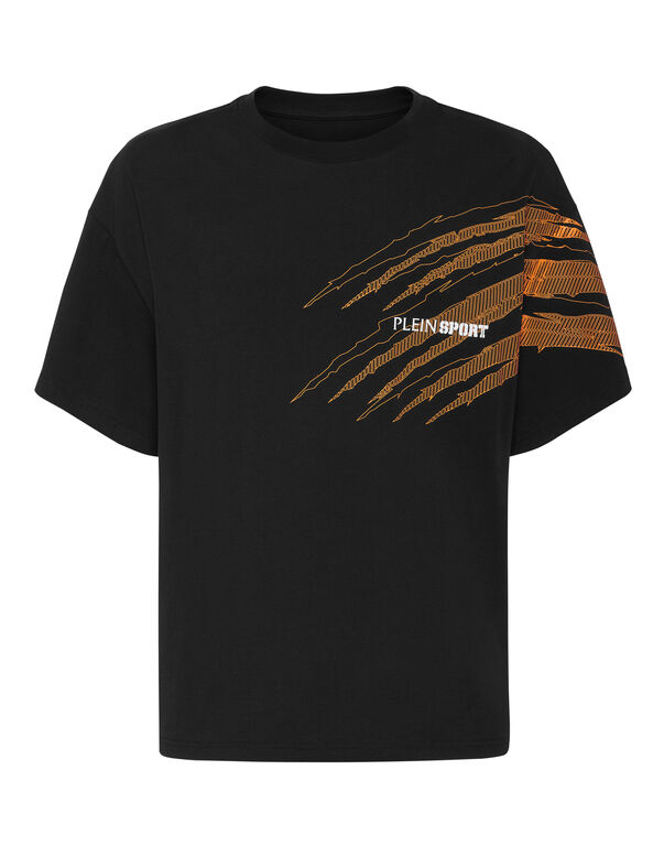 plein sport Round Neck T-Shirt Scratch black / orange