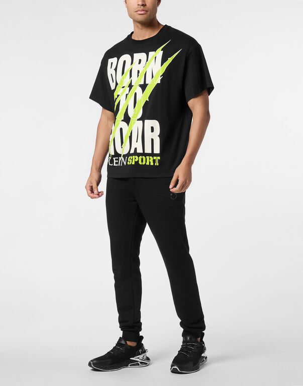 Plein Sport Round Neck T-Shirt Scratch Scratch Black+green Fluo