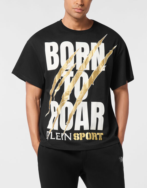 Plein Sport Round Neck T-Shirt Scratch Scratch Black/light Gold