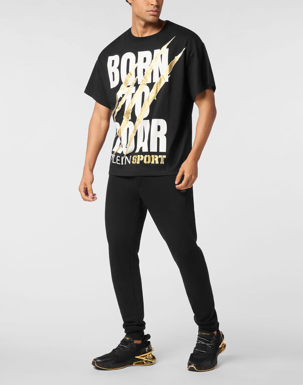 Plein Sport Round Neck T-Shirt Scratch Scratch Black/light Gold