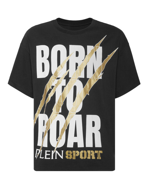 plein sport Round Neck T-Shirt Scratch Scratch black/light gold