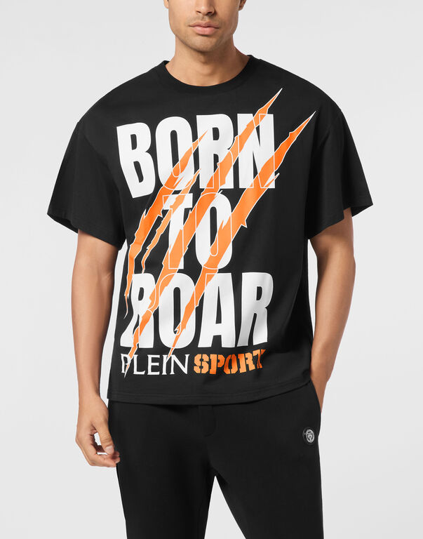 Plein Sport Round Neck T-Shirt Scratch Scratch Black / Orange