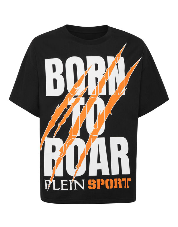 plein sport Round Neck T-Shirt Scratch Scratch black / orange
