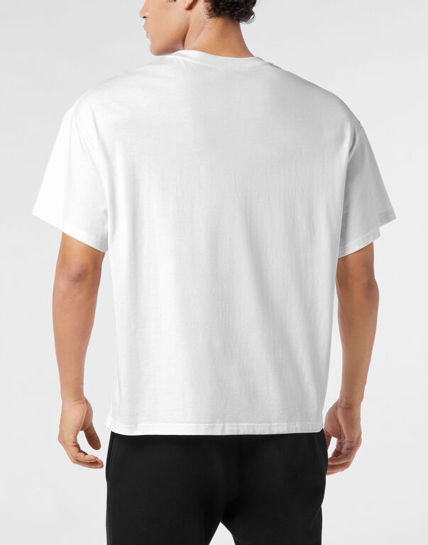 Plein Sport Round Neck T-Shirt Scratch Scratch White