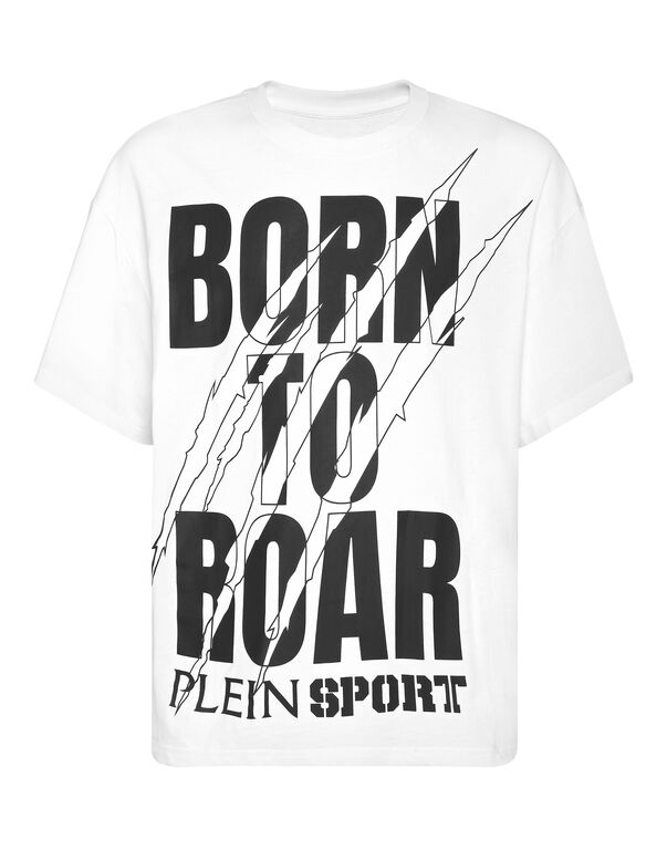 plein sport Round Neck T-Shirt Scratch Scratch white