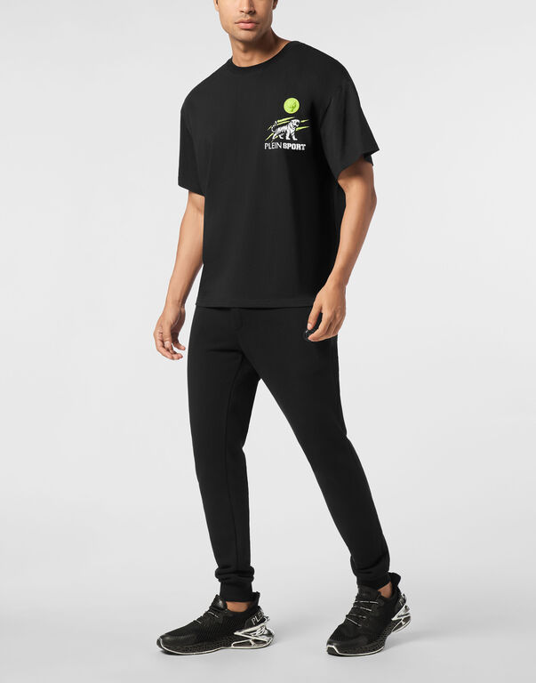 Plein Sport Round Neck T-Shirt Tiger Scratch Black+green Fluo