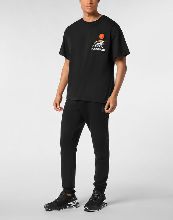 Plein Sport Round Neck T-Shirt Tiger Scratch Black / Orange