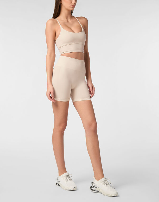 Plein Sport Seamless Micro Biker Shorts Logo Light Grey