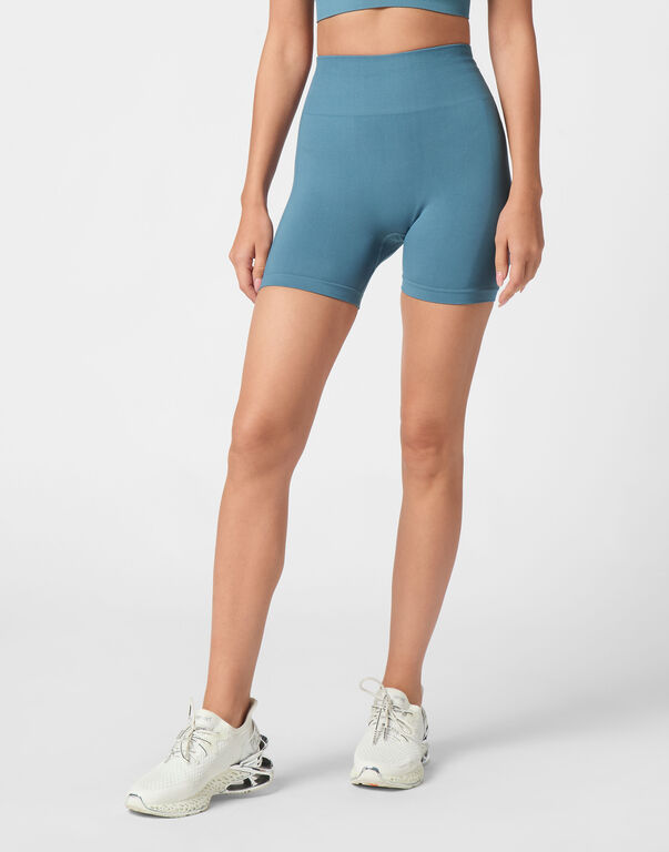 Plein Sport Seamless Micro Biker Shorts Logo Petrol