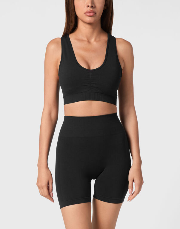 Plein Sport Seamless Wide Straps Sport Bra Logo Black