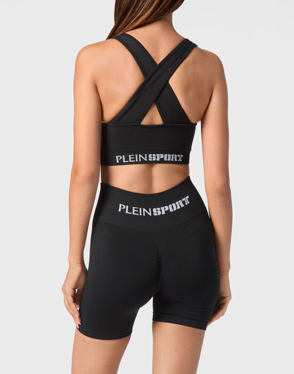 Plein Sport Seamless Wide Straps Sport Bra Logo Black