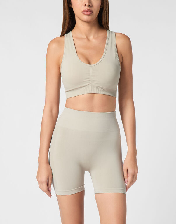 Plein Sport Seamless Wide Straps Sport Bra Logo Dark Grey