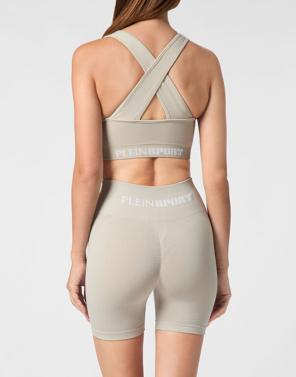 Plein Sport Seamless Wide Straps Sport Bra Logo Dark Grey