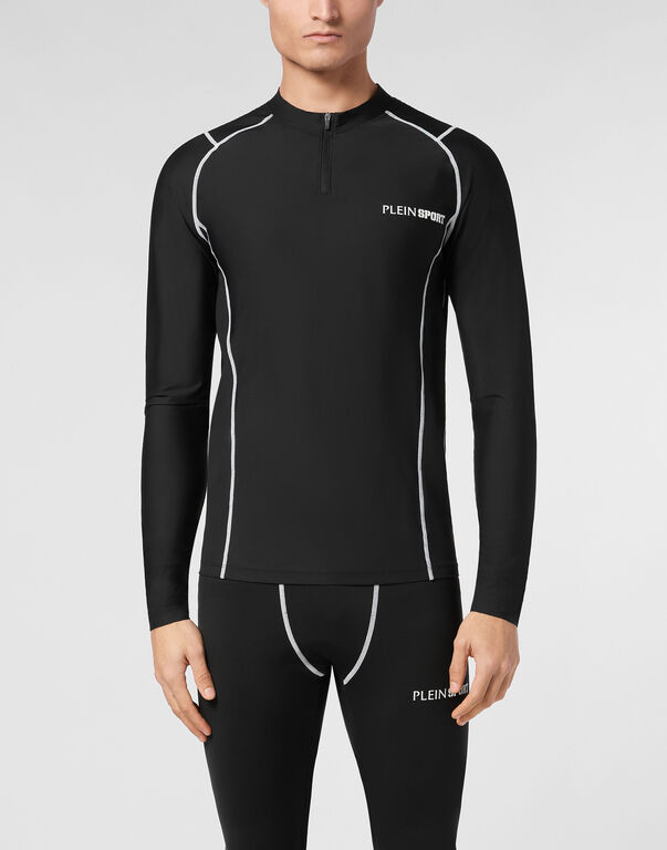 Plein Sport Second Skin Dry-Fit T-shirt Round Neck LS Scratch Black