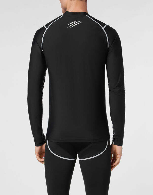 Plein Sport Second Skin Dry-Fit T-shirt Round Neck LS Scratch Black