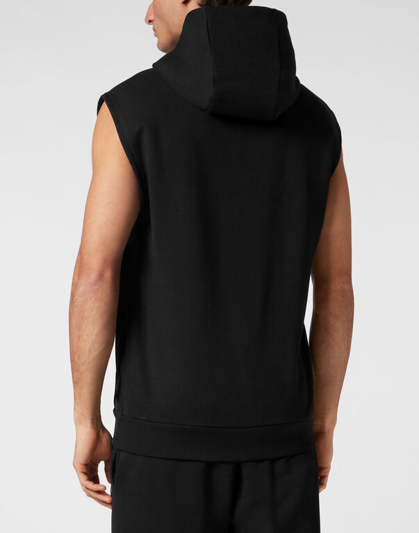 Plein Sport Sleeveless Hoodie Sweatshirt Tiger Black / White