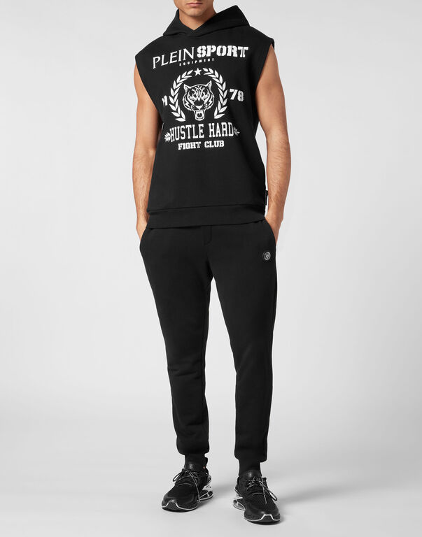 Plein Sport Sleeveless Hoodie Sweatshirt Tiger Black / White