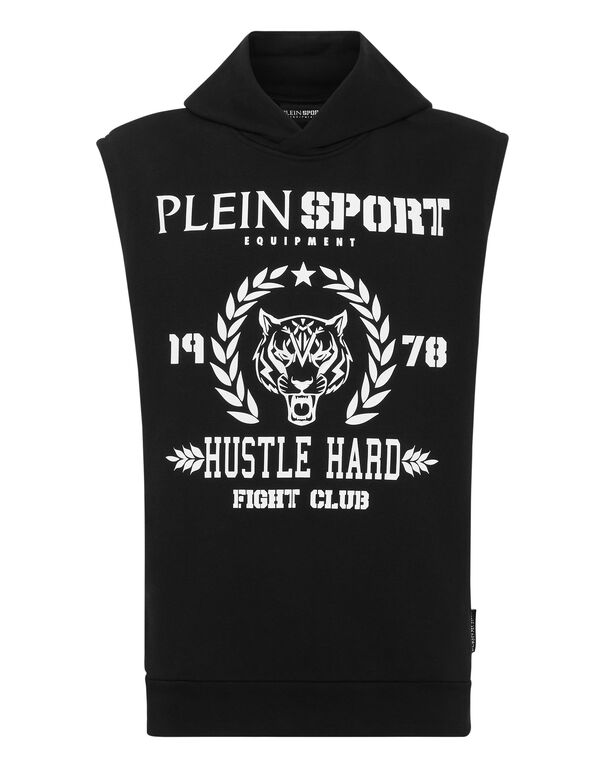 plein sport Sleeveless Hoodie sweatshirt Tiger black / white