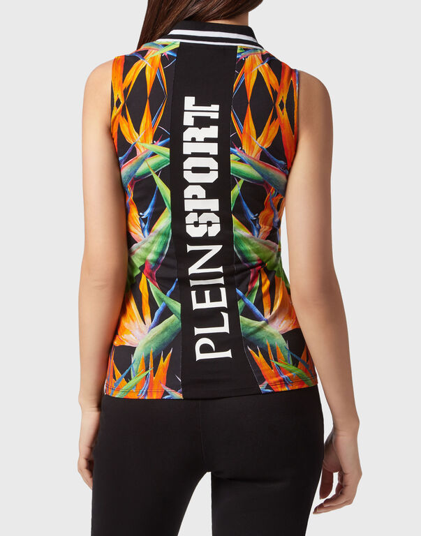 Plein Sport Sleeveless Polo Shirt Black / Multicolored