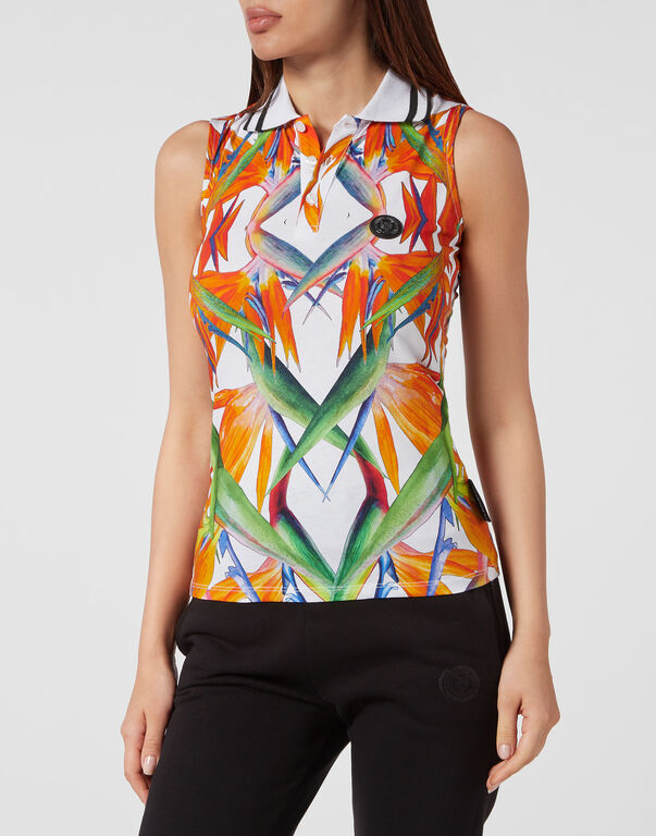 Plein Sport Sleeveless Polo Shirt White / Multicolored