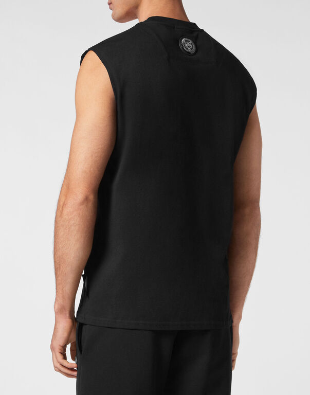 Plein Sport Sleeveless T-shirt Round Neck Black/silver